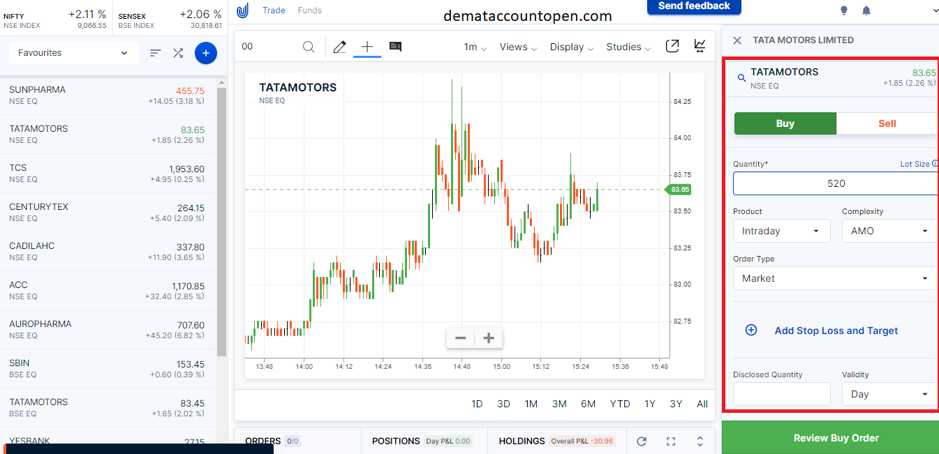 How to Buy & Sell shares in Upstox - After Market Order