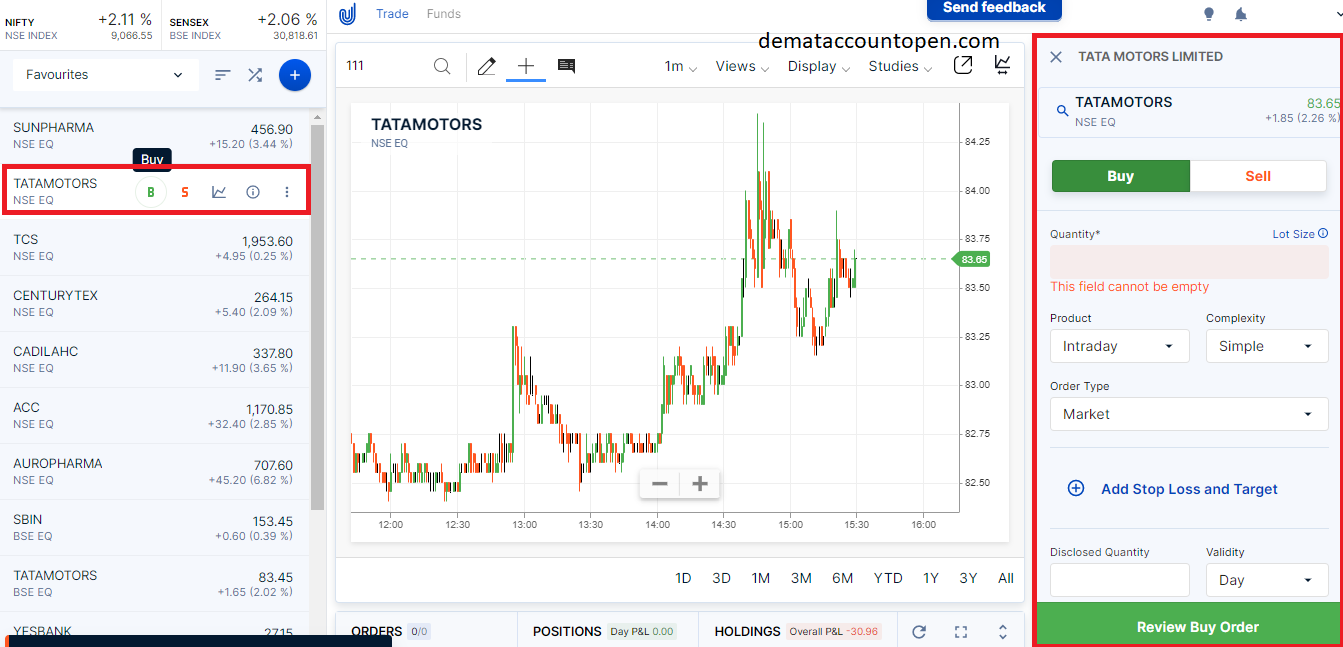 How to Buy & Sell shares in Upstox - Buy & Sell