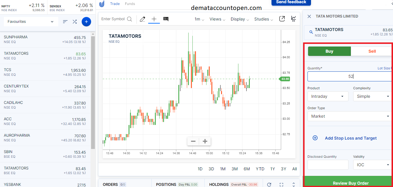 How to Buy & Sell shares in Upstox - IOC Validity