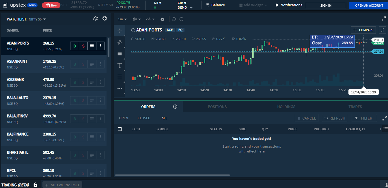 Upstox Pro Trading Platform